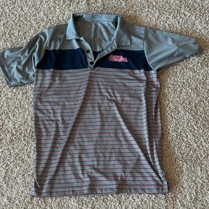 Ole Miss Striped Polo Shirt - Gray, Navy, Red Accent size M